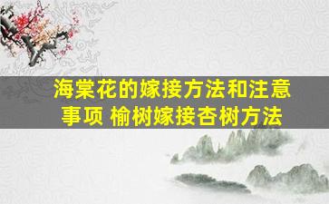 海棠花的嫁接方法和注意事项 榆树嫁接杏树方法